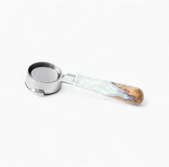 Walnut and resin handle bottomless espresso portafilter