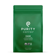 Purity EASE Organic Dark Roast Ground Coffee — front of ground-coffee bag