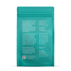 Purity FLOW Organic Medium Roast Whole Bean Coffee — back of ground-coffee bag
