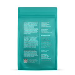 Purity FLOW Organic Medium Roast Whole Bean Coffee — back of whole-bean coffee bag
