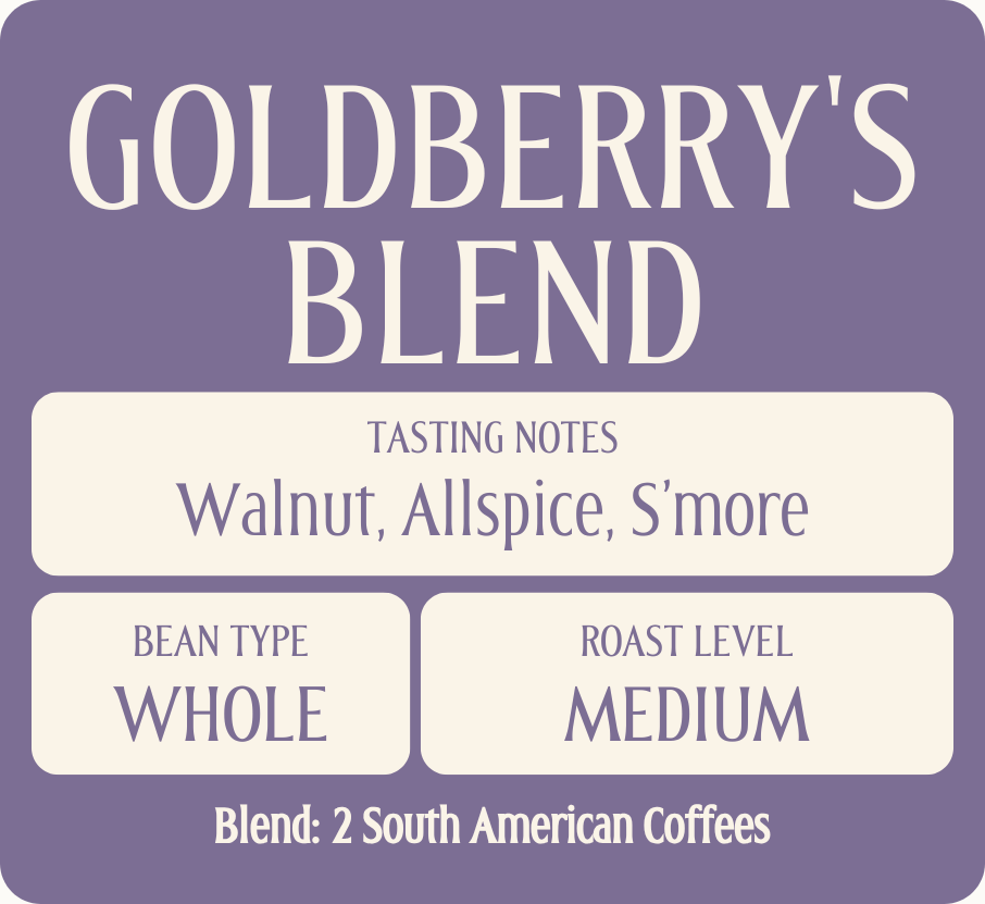Bag of specialty roast coffee from Blend with notes of Chocolate, Fruity