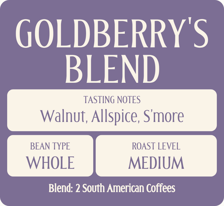Bag of specialty roast coffee from Blend with notes of Chocolate, Fruity