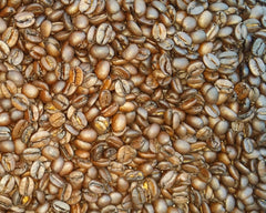 Coffee beans shown with RedEye Hammer Down Blend