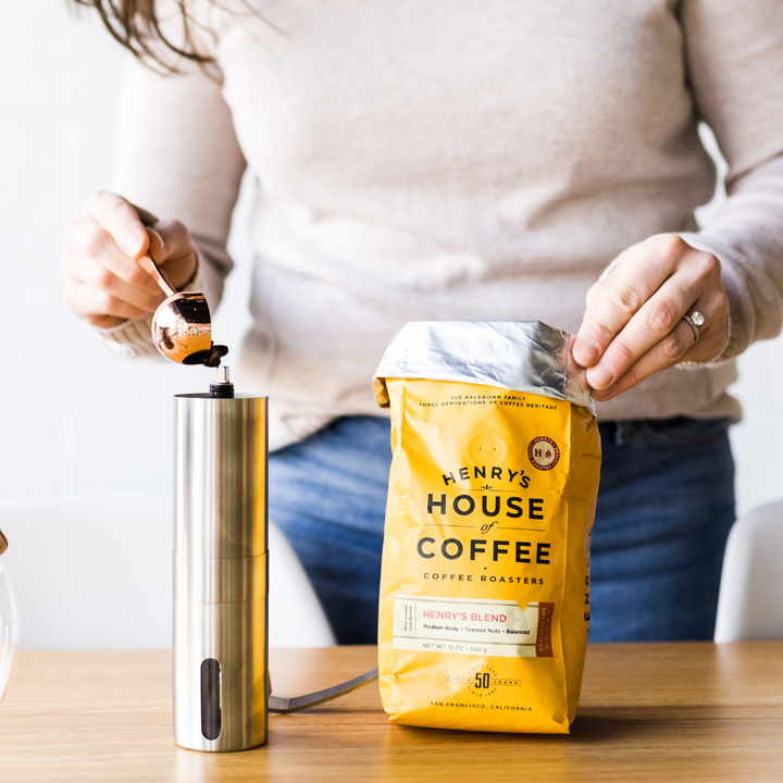 Bag of light roast coffee from Blend with notes of Chocolate, Fruity