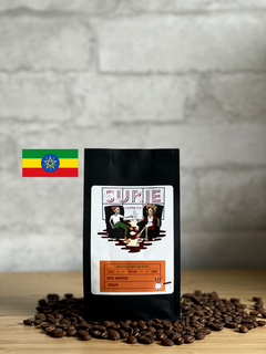 Surje coffee bag with an Ethiopia flag
