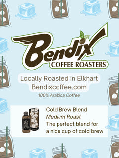 Blue Cold Brew Blend label with Bendix branding — Bendix Cold Brew Medium Roast Coffee Blend gallery