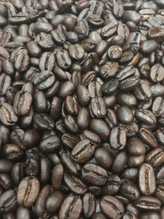 Close-up of roasted beans accompanying One-Eyed Jack Blend