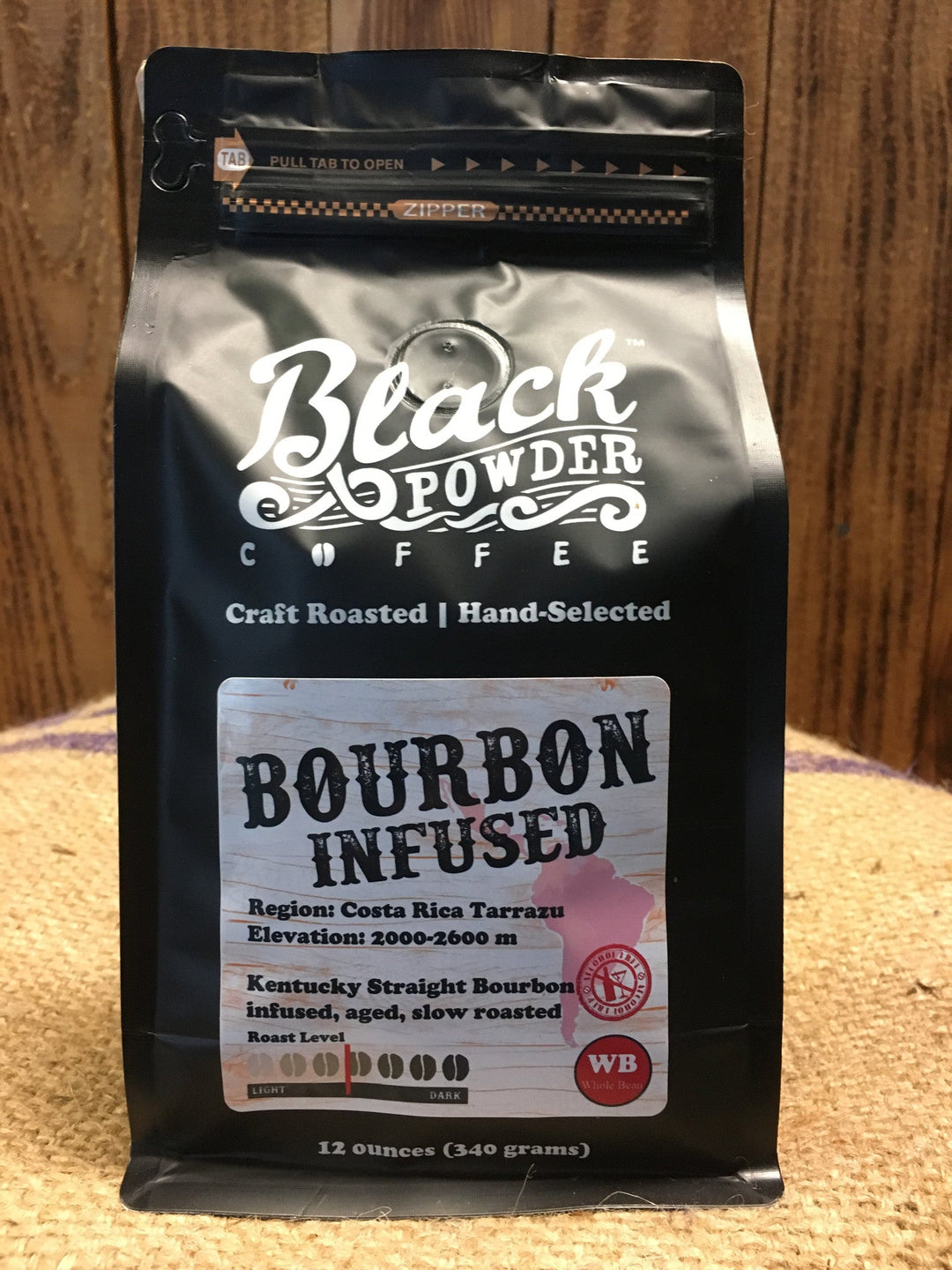 Bag of specialty roast coffee from Costa Rica with notes of Rich Flavors
