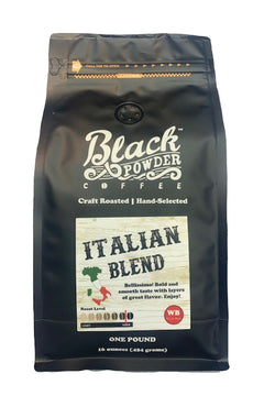Black Powder Italian Blend bag front label