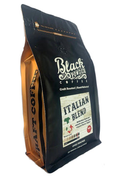 Angled Black Powder Italian Blend coffee bag
