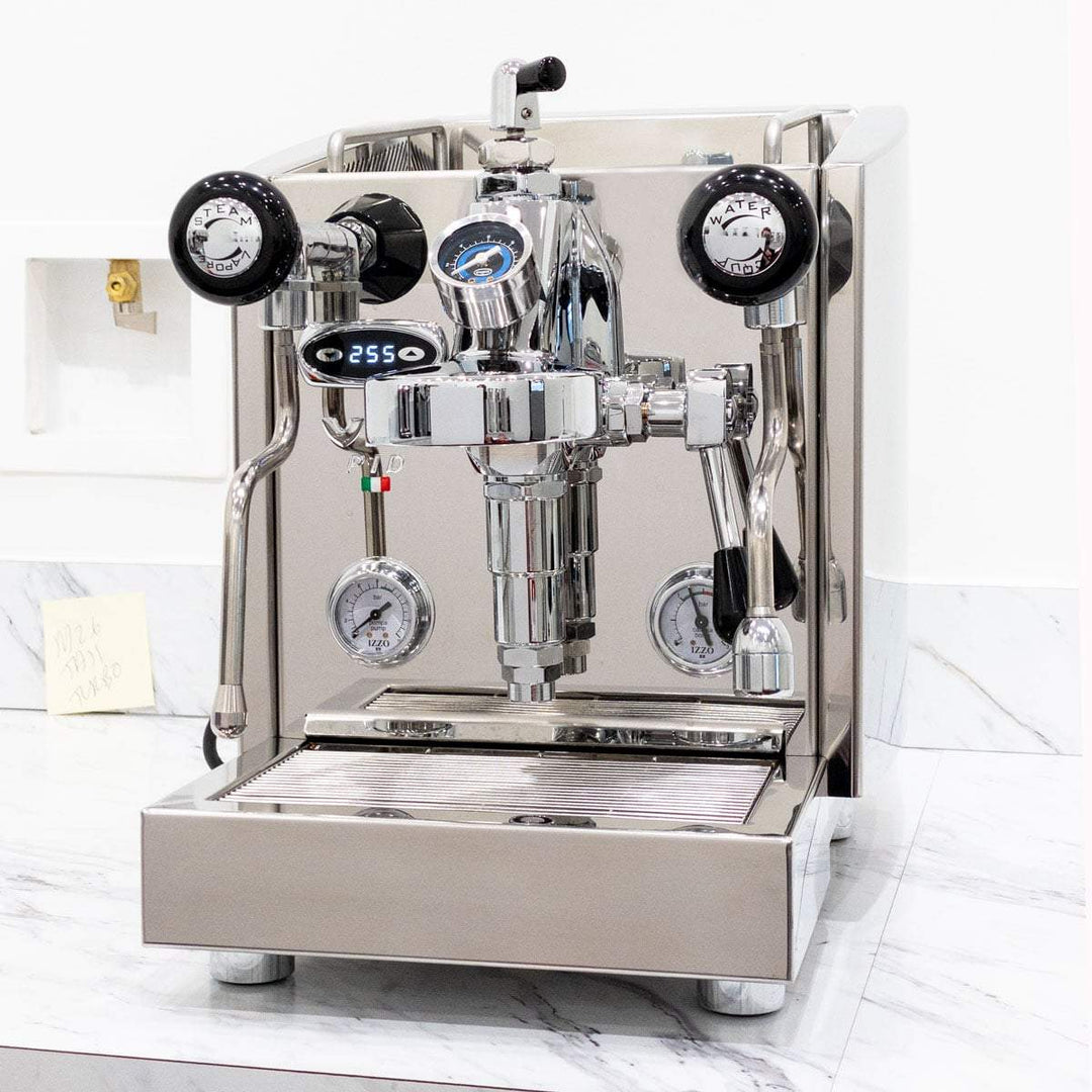 Izzo Vivi PID espresso machine on a home coffee bar