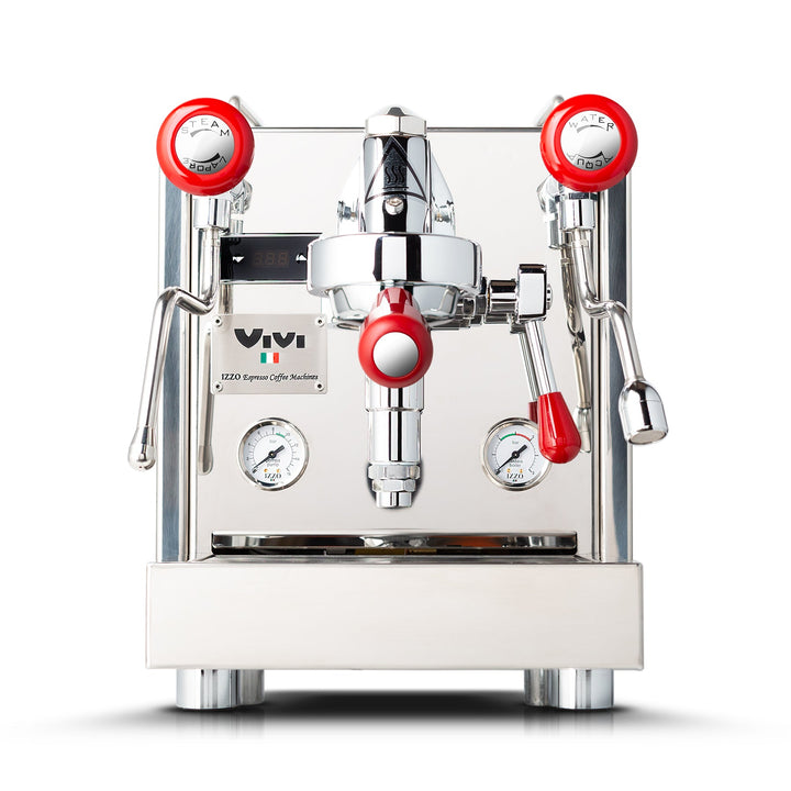 Izzo Vivi PID espresso machine with red side panels