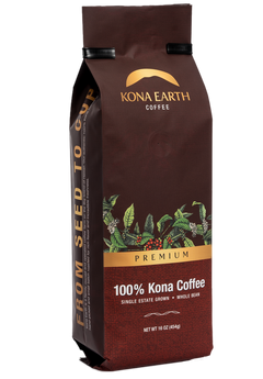 Kona Earth 100% Kona Premium medium roast coffee bag