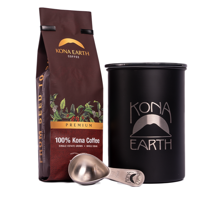 Kona Coffee, Canister & Scoop Gift Set