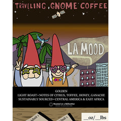LA Mood label with Golden blend text and palm trees