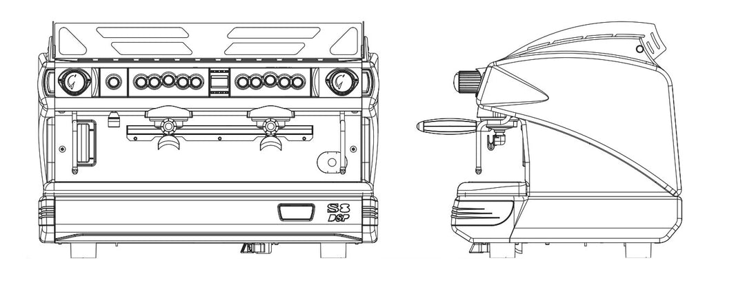 La Spaziale S9 DSP full-size two-group front and side technical outline drawing