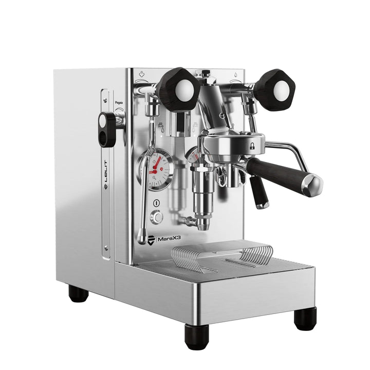 Lelit MaraX3 brushed stainless espresso machine hero view