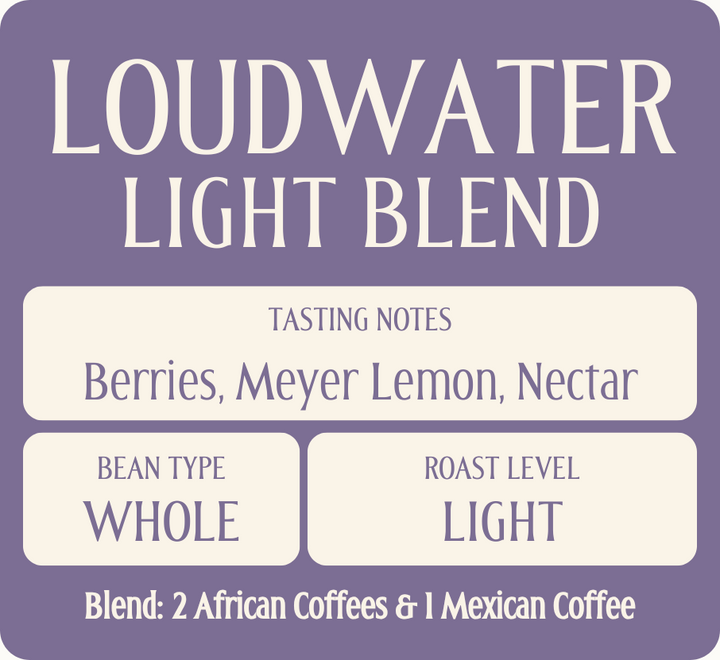 Bag of light roast coffee from Blend with notes of Fruity, Floral