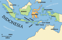 Map of Indonesia showing Sulawesi among the neighboring islands — Sulawesi Toraja Bright Java Light Roast gallery