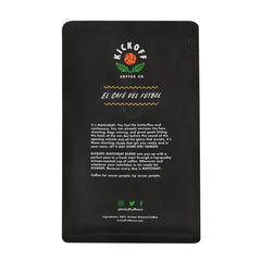 Reverse of the Matchday bag with black Kickoff brand panel — Kickoff Matchday Peru Light Roast Coffee, 12 oz