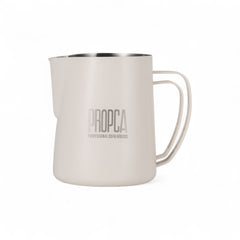 Stainless steel latte art milk pitcher detail