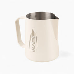 Stainless steel latte art milk pitcher detail