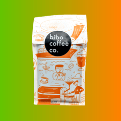 Rear bibo branding panel on Monsoon coffee package
