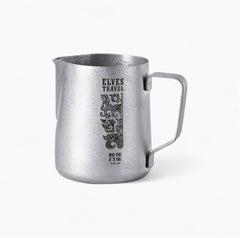 Stainless steel latte art milk pitcher detail