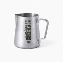 Stainless steel latte art milk pitcher detail