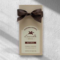 Natural Panama Geisha microlot coffee presentation