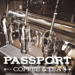 Passport Portofino Medium-Light Espresso Coffee — lever espresso machine with Passport Coffee & Tea wordmark