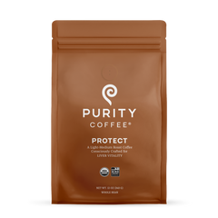 Purity PROTECT Light-Medium Roast Whole Bean Coffee — front of whole-bean coffee bag