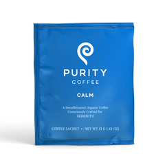 Purity CALM Decaf Single-Serve Coffee Sachets — single-serve coffee sachet package