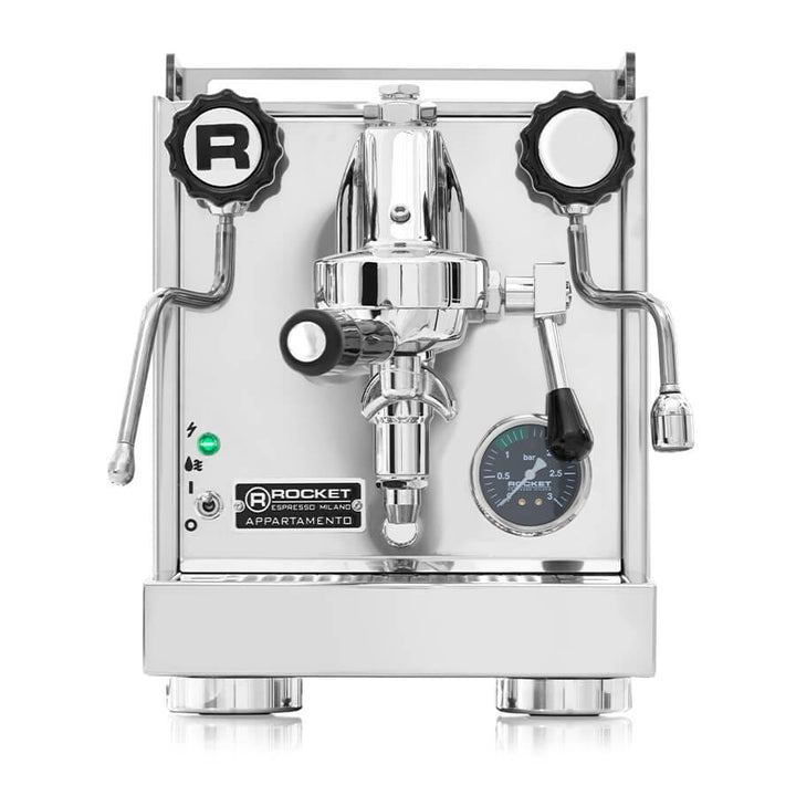 Rocket Appartamento E61 group head and pressure gauge detail