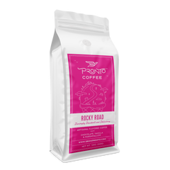 Rocky Road flavored coffee whole-bean package view