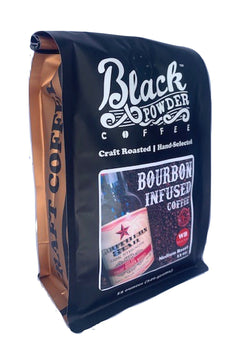 Angled Southern Star Bourbon Infused Black Powder coffee bag