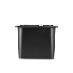 Side view of Barista Basics Knockbox Open Bottom (6" x 6" x 5") showing product packaging