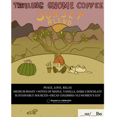 Sunset label artwork showing a Joshua Tree desert camp