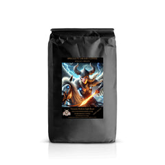 Haluan Tanzania coffee in a black bag with warrior artwork
