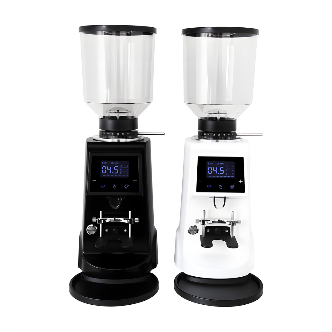 Turin CK74 commercial grinders in black and white