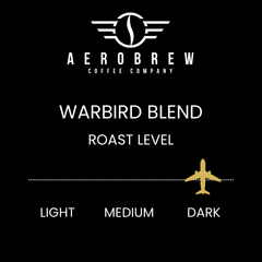 Warbird Blend roast scale showing dark roast